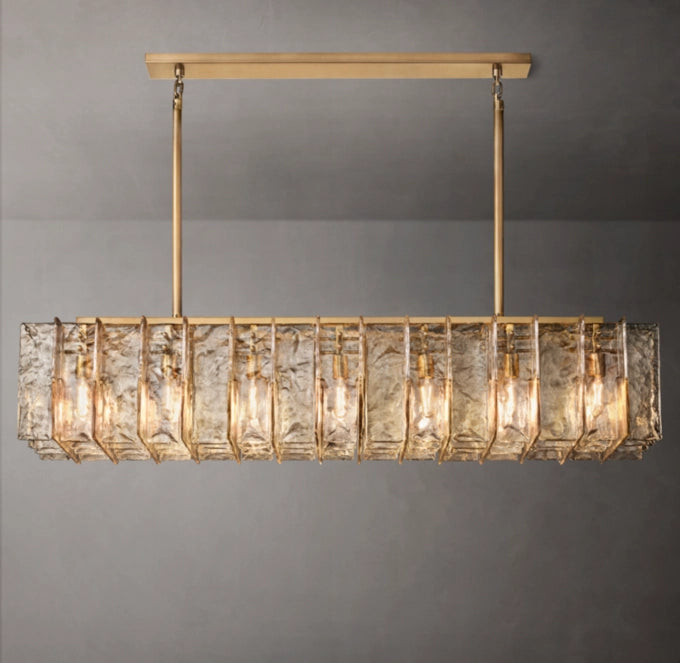 Lattice Smoke Glass Linear Chandelier 67"