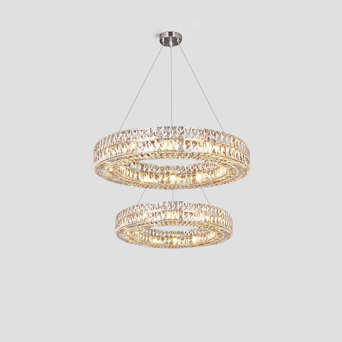 Dina Halo Crystal Multi-Tier Ring Chandelier