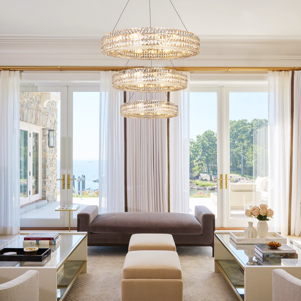 Dina Halo Crystal Multi-Tier Ring Chandelier