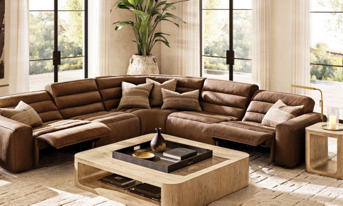 Chelsea Recliner Modular Leather 5-piece Corner Sectional
