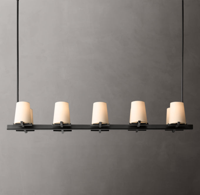 Pauillac Fabric Shade Linear Chandelier 49"