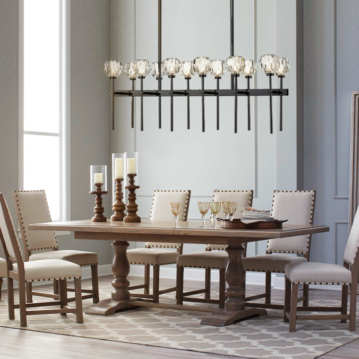 Kristina Clear Glass Linear Dining Room Chandelier