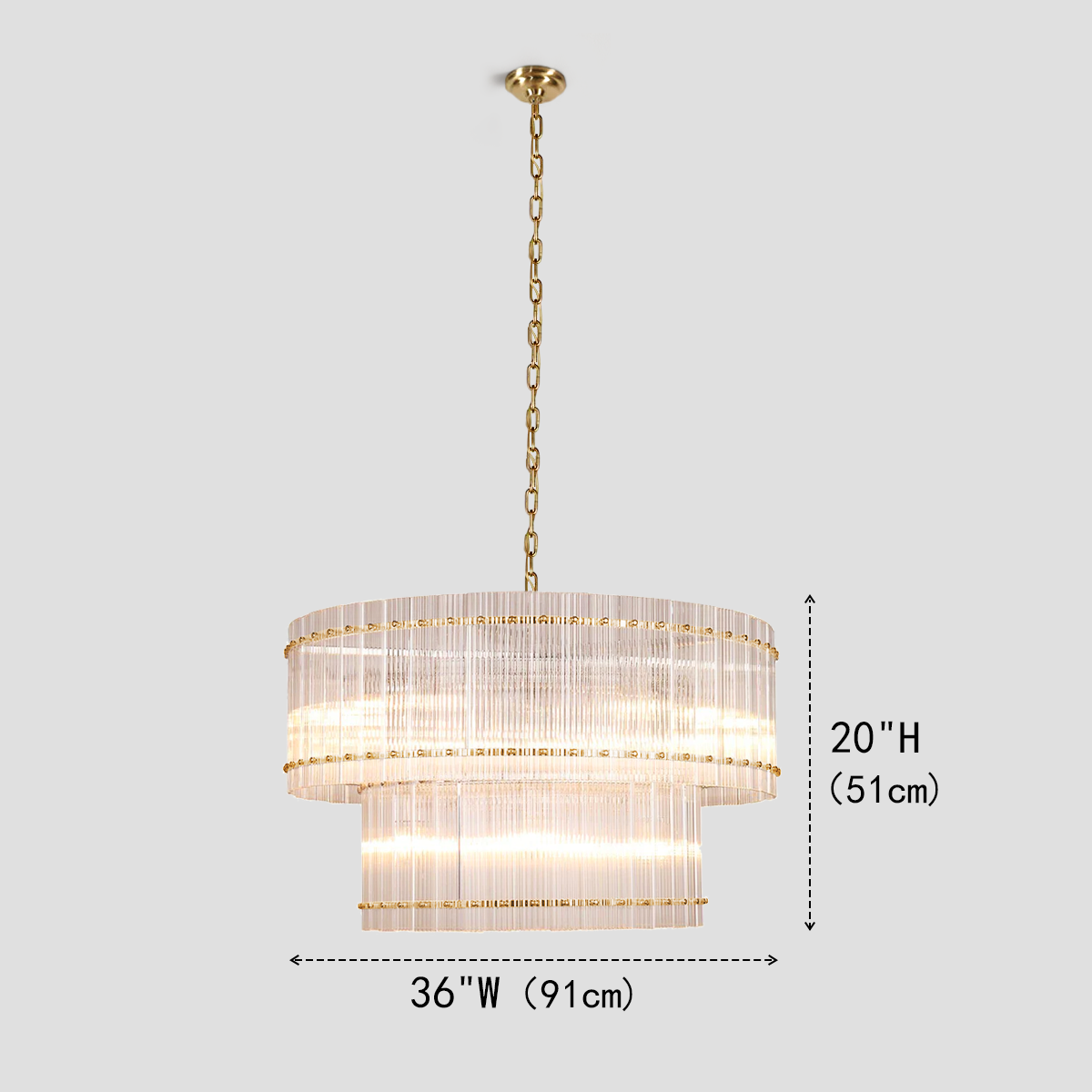 Sanmany Round Ribbed Glass Chandelier