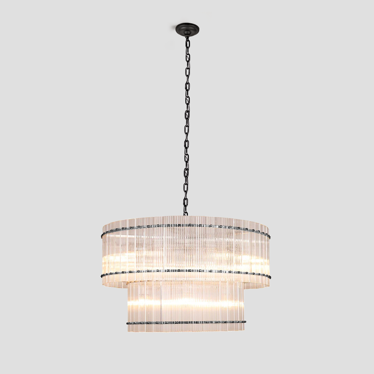 Sanmany Round Ribbed Glass Chandelier