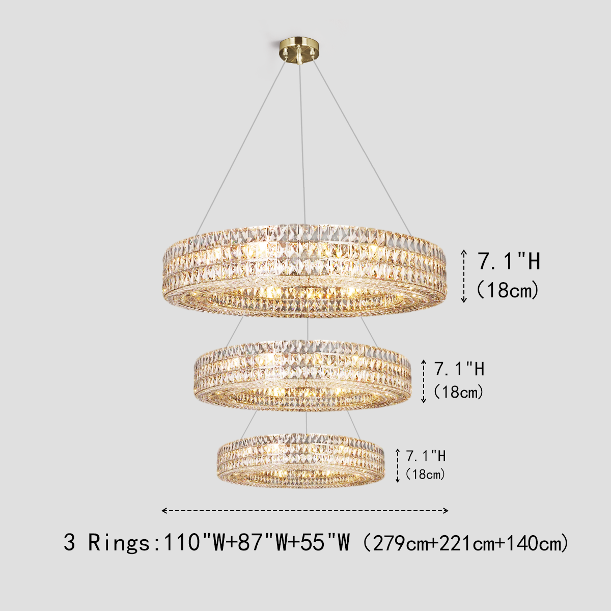 Dina Halo Crystal Multi-Tier Ring Chandelier