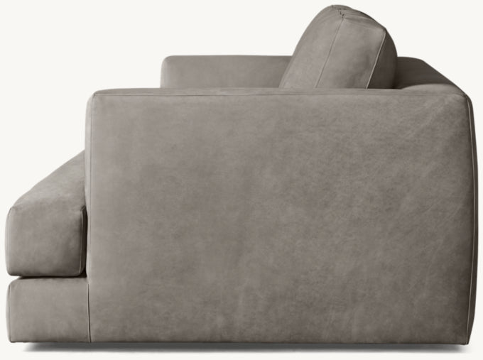 Monza Leather Bench-Cushion Sofa
