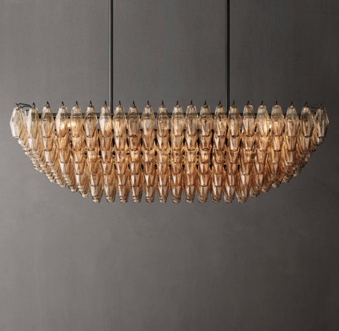 Chiara Smoke Glass Tiered Rectangular Chandelier 54"