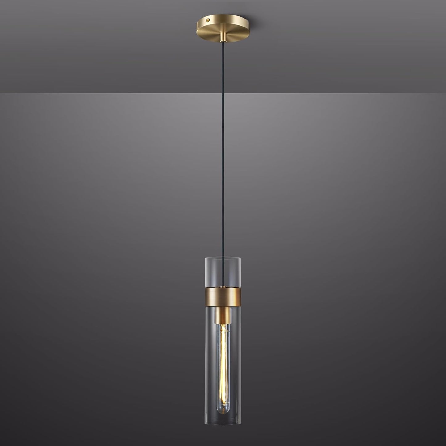 Glass Tube Brass Pendant Lights 1 Light/7 Lights