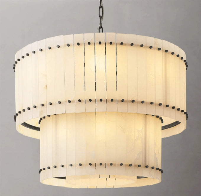 San Marco Alabaster Round Tiered Chandelier 37"