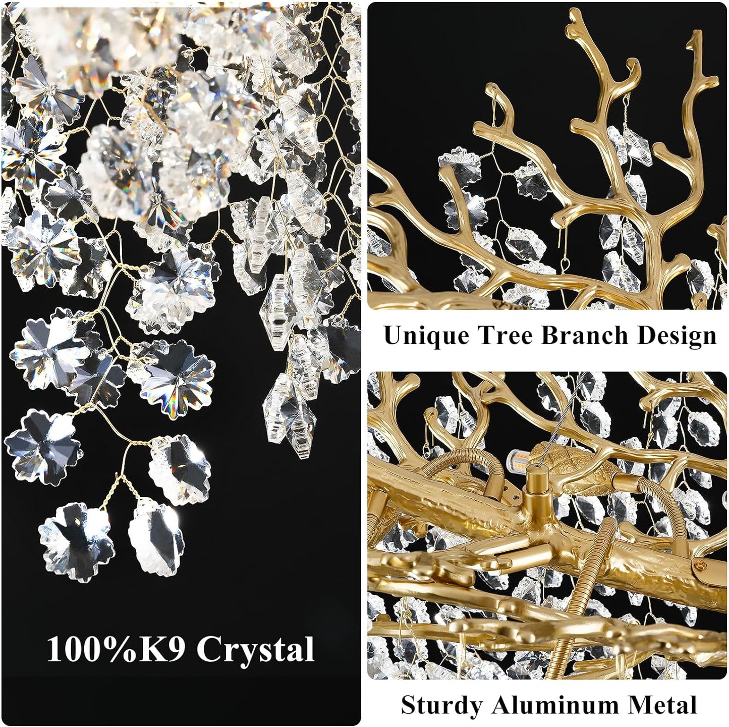 Snow Tree Branch Crystal Chandelier for All Rooms 30" 40" 55"