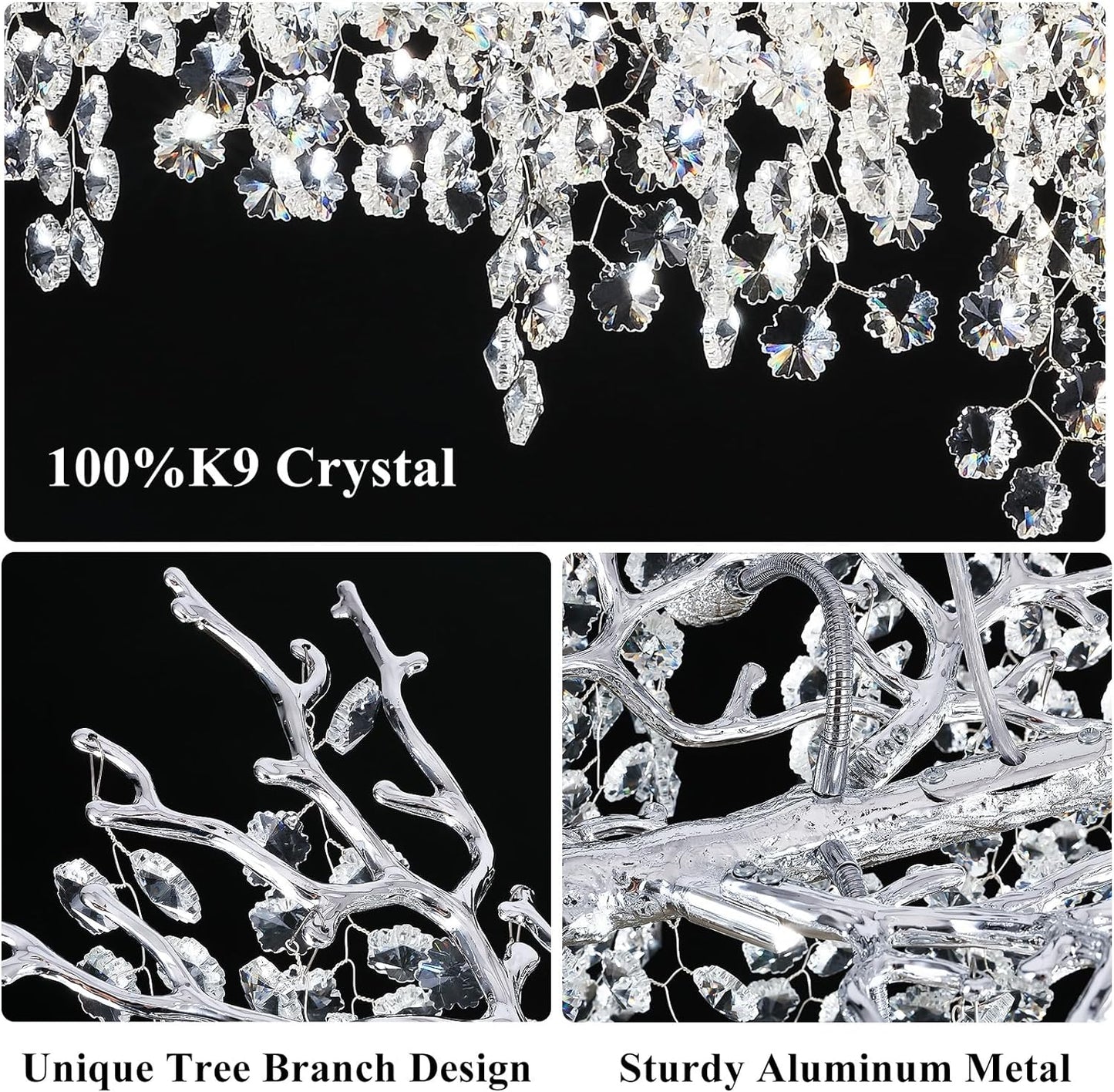 Snow Tree Branch Crystal Chandelier for All Rooms 30" 40" 55"