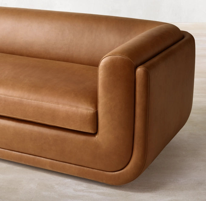 Matteo Leather Bench-Cushion Sofa