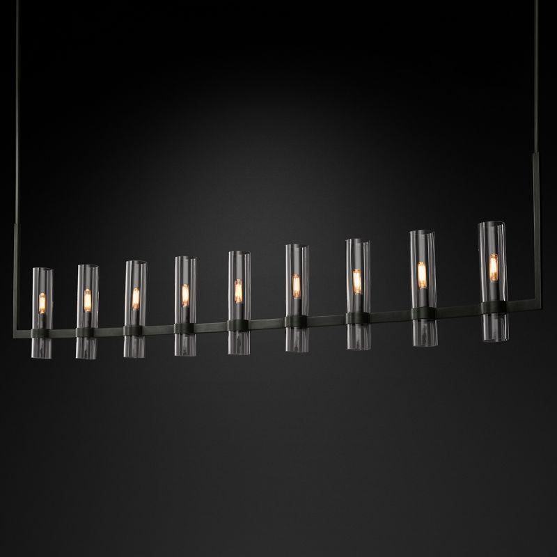 Ravella Blown Glass Linear Dining Room Chandelier 71"