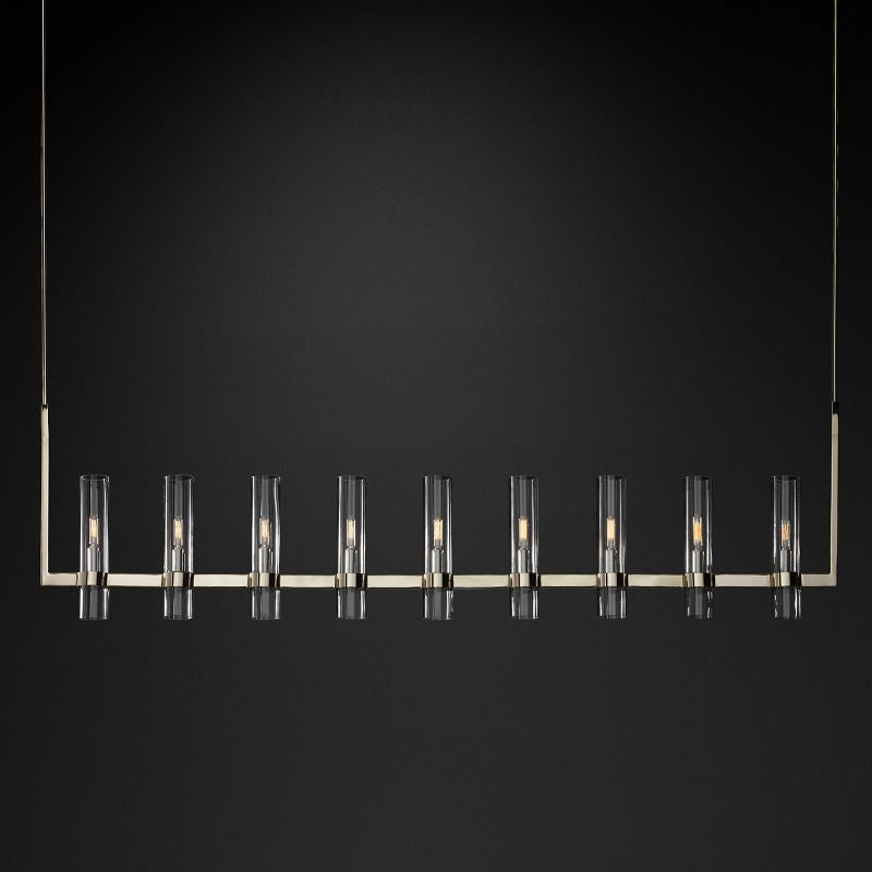Ravella Blown Glass Linear Dining Room Chandelier 71"