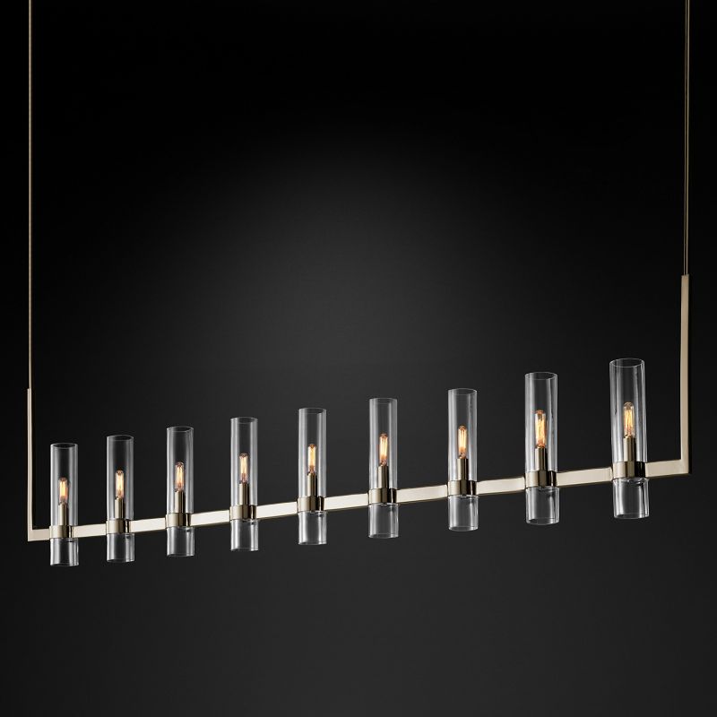 Ravella Blown Glass Linear Dining Room Chandelier 71"