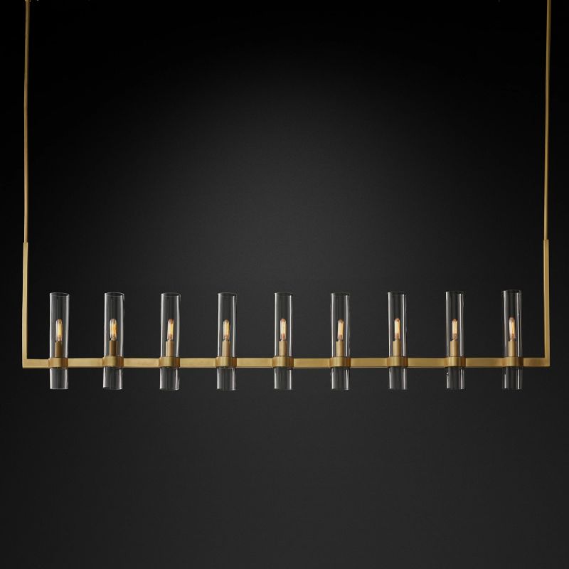 Ravella Blown Glass Linear Dining Room Chandelier 71"