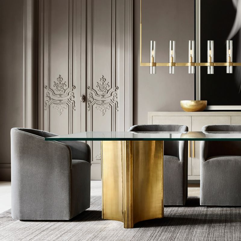 Ravella Blown Glass Linear Dining Room Chandelier 71"