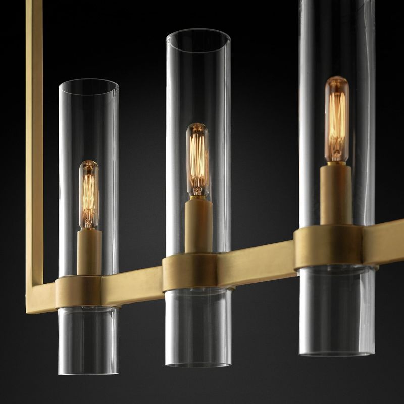 Ravella Blown Glass Linear Dining Room Chandelier 71"