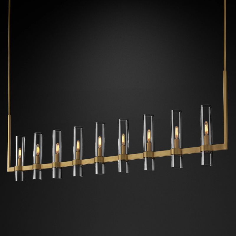 Ravella Blown Glass Linear Dining Room Chandelier 71"