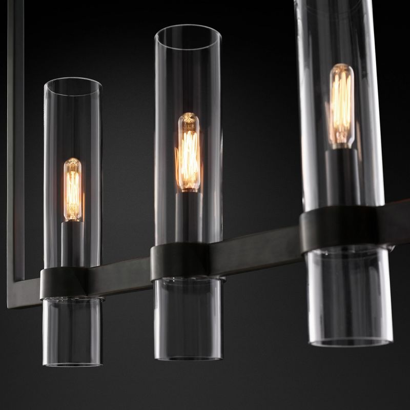 Ravella Blown Glass Linear Dining Room Chandelier 71"