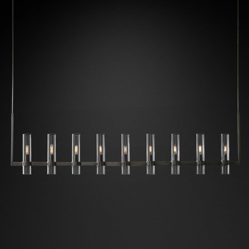 Ravella Blown Glass Linear Dining Room Chandelier 71"