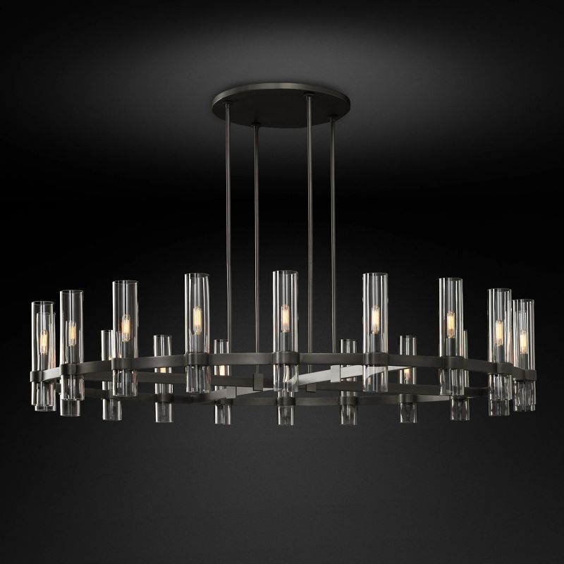 Ravella Blown Glass Round Living Room Chandelier 60"