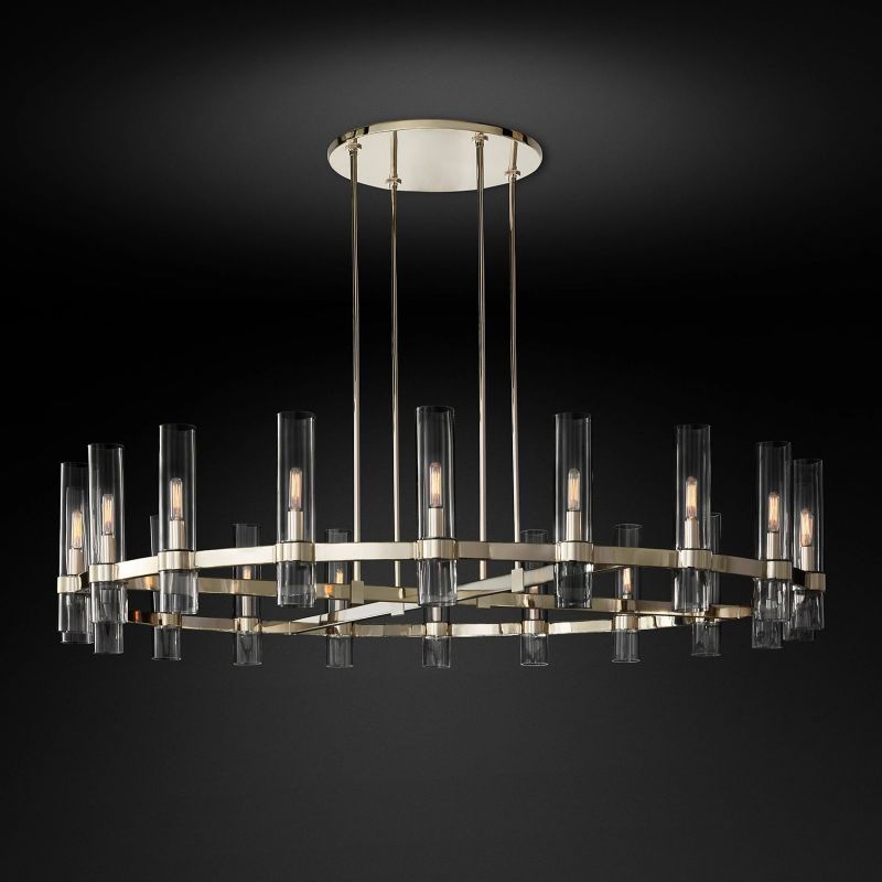 Ravella Blown Glass Round Living Room Chandelier 60"