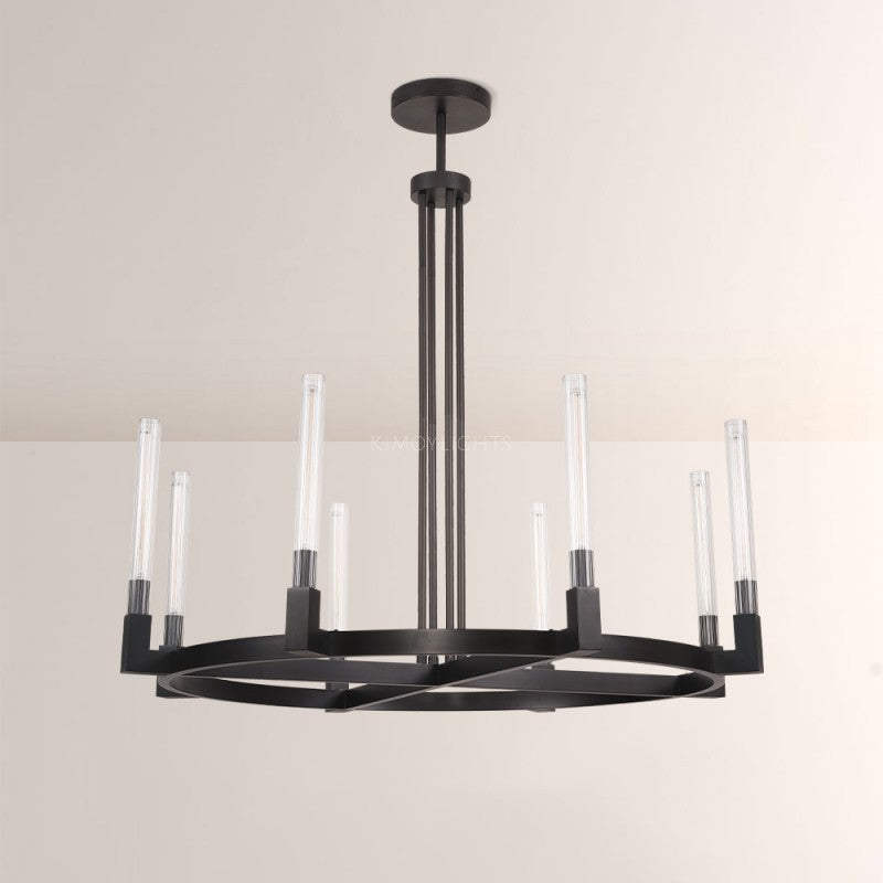 Cannele Glass Round Living Room Chandelier 48"