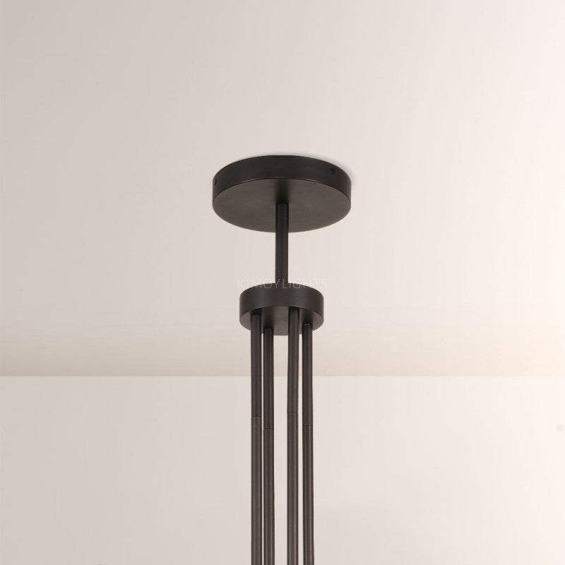 Cannele Glass Round Living Room Chandelier 48"