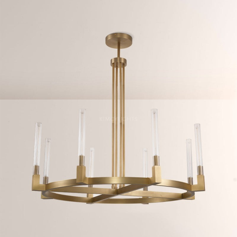 Cannele Glass Round Living Room Chandelier 48"