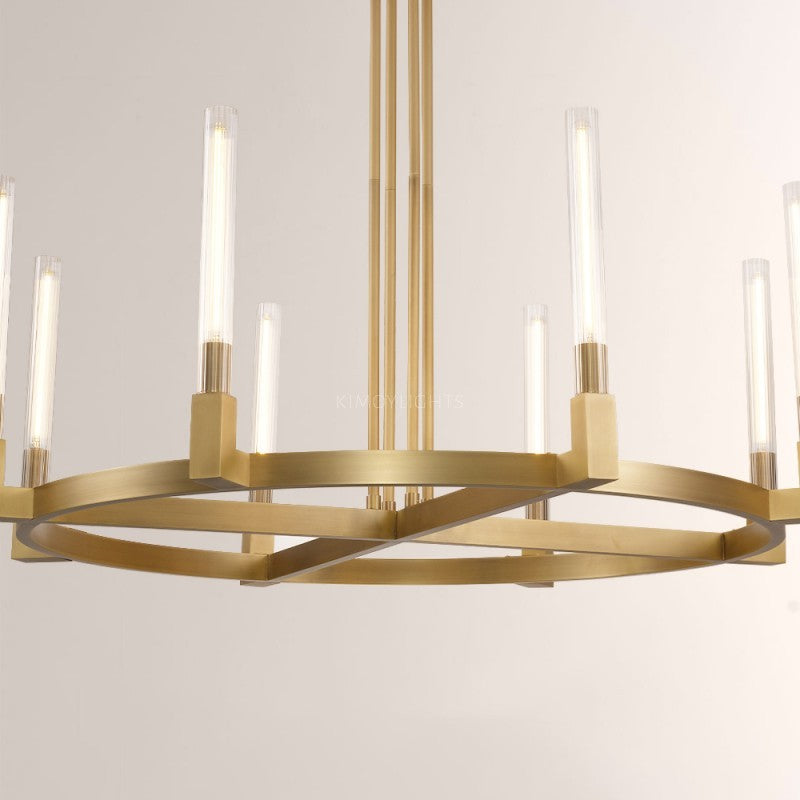 Cannele Glass Round Living Room Chandelier 48"