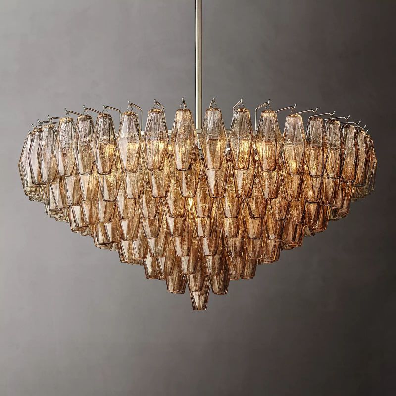 Chiara Smoke Glass Tiered Round Chandelier 37" For Living Room