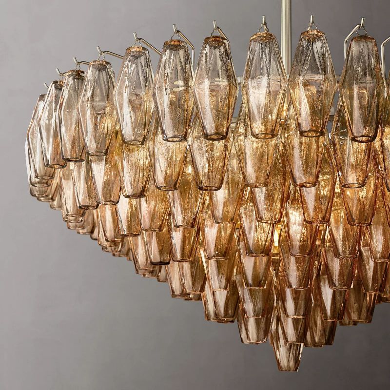 Chiara Smoke Glass Tiered Round Chandelier 37" For Living Room