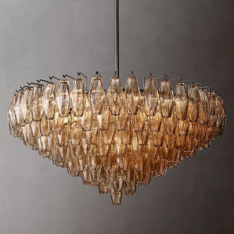 Chiara Smoke Glass Tiered Round Chandelier 37" For Living Room