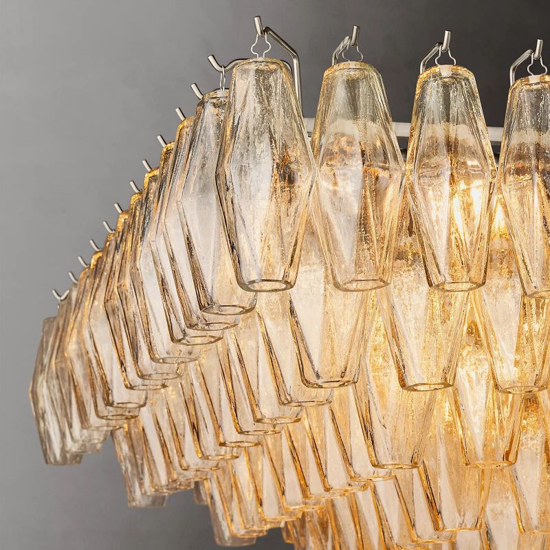 Chiara Clear Glass Tiered Rectangular Chandelier 54" For Living Room