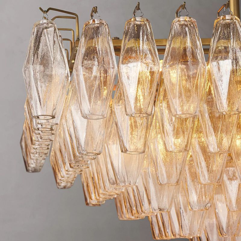 Chiara Clear Glass Tiered Rectangular Chandelier 54" For Living Room