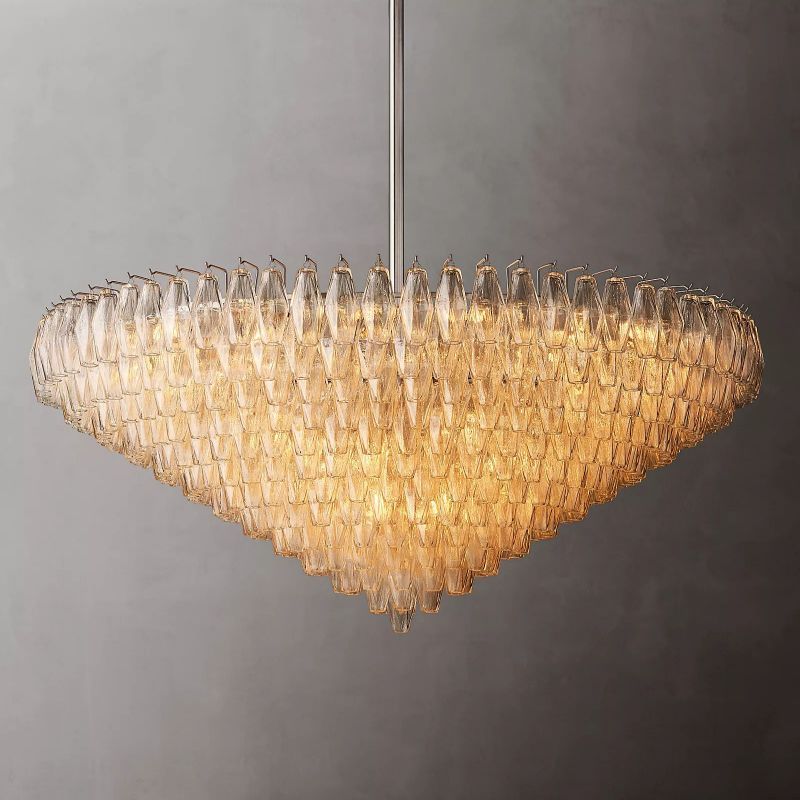 Chiara Clear Glass Tiered Round Chandelier 62" For Living Room