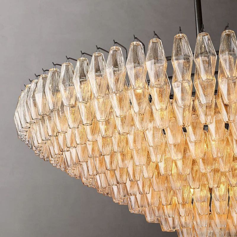 Chiara Clear Glass Tiered Round Chandelier 62" For Living Room