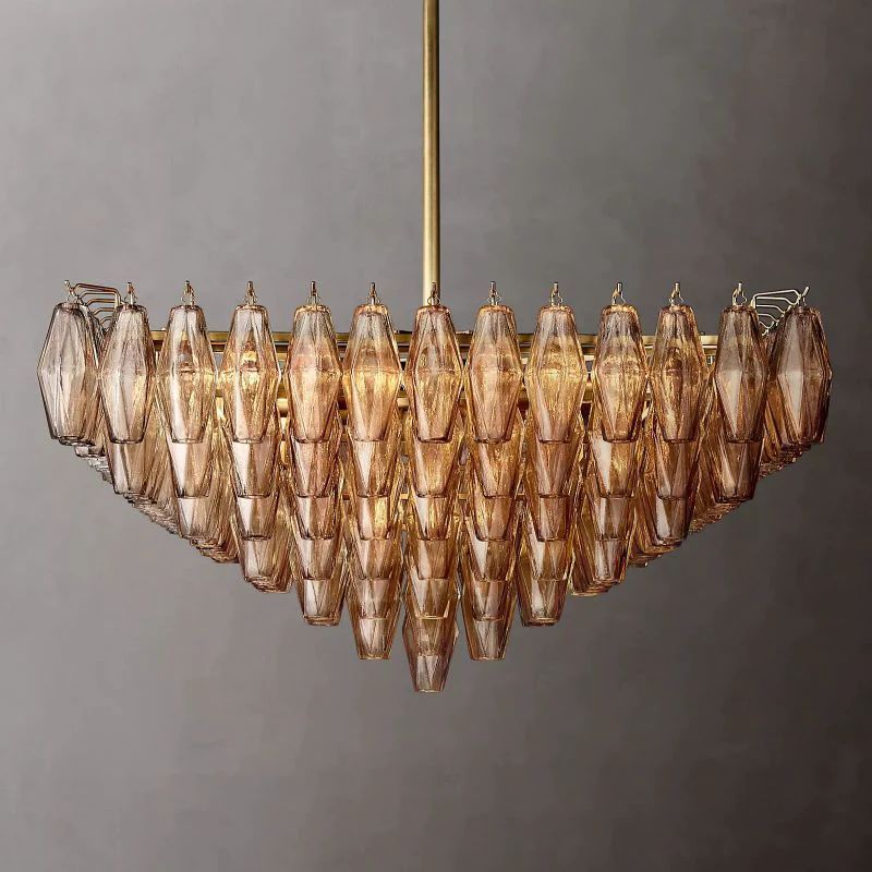 Chiara Smoke Glass Square Dining Room Chandelier 32"