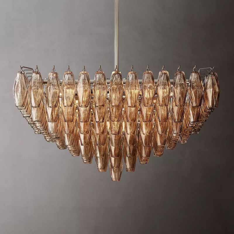 Chiara Smoke Glass Square Dining Room Chandelier 32"