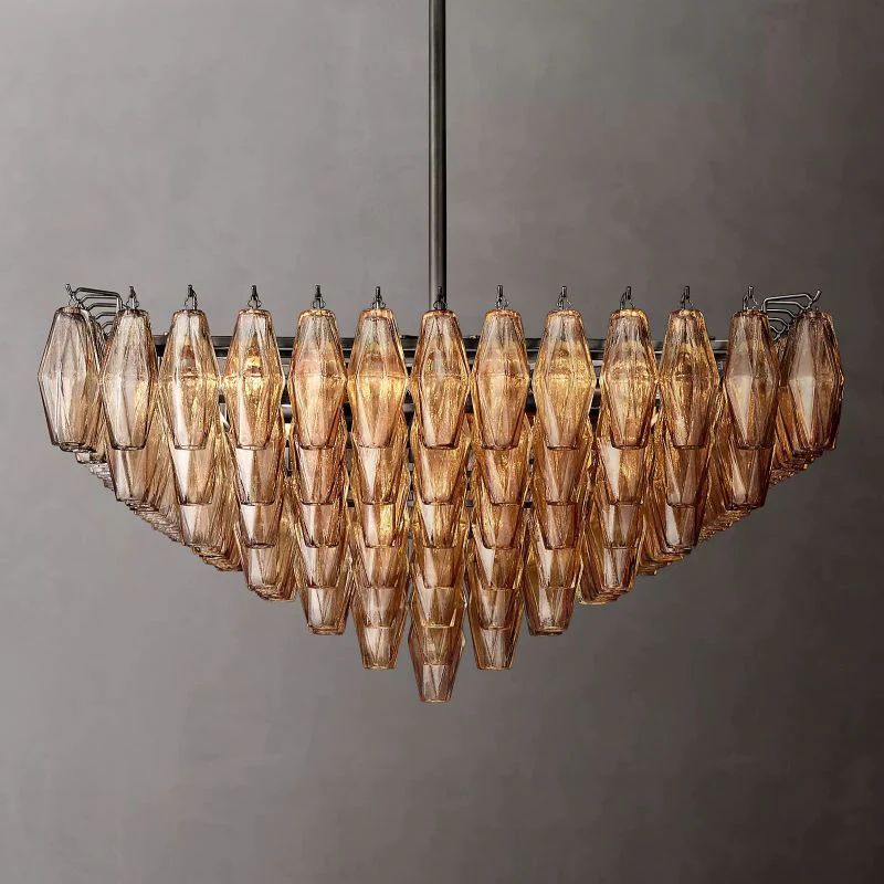 Chiara Smoke Glass Square Dining Room Chandelier 32"