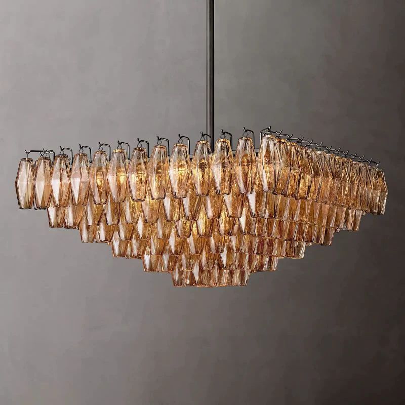 Chiara Smoke Glass Square Dining Room Chandelier 32"