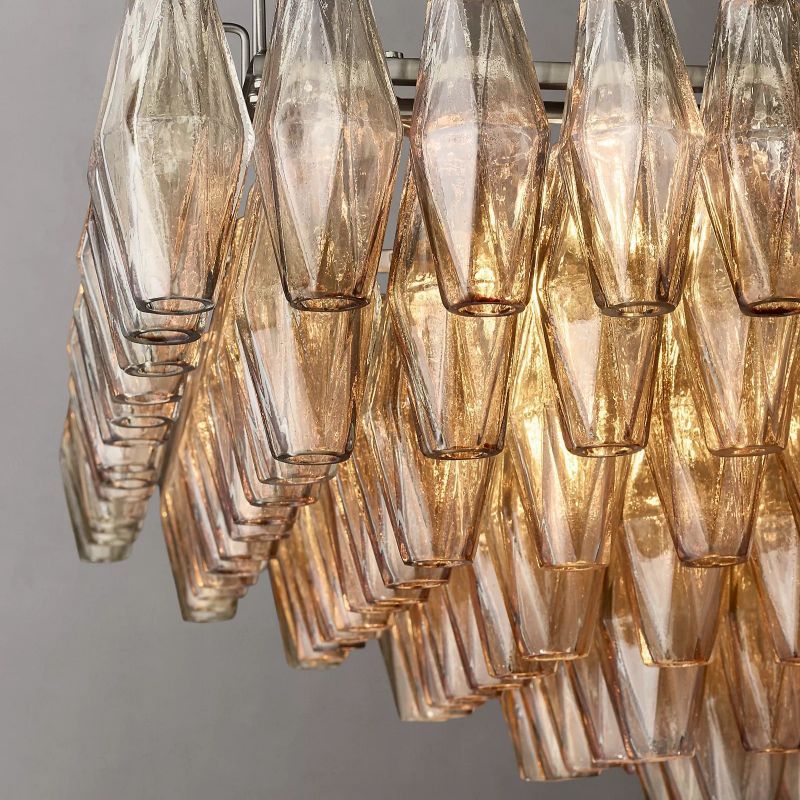 Chiara Smoke Glass Tiered Rectangular Chandelier 54" For Living Room
