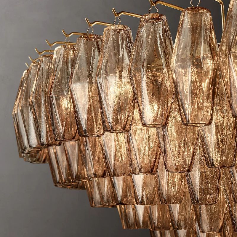Chiara Smoke Glass Tiered Round Chandelier 62" For Living Room