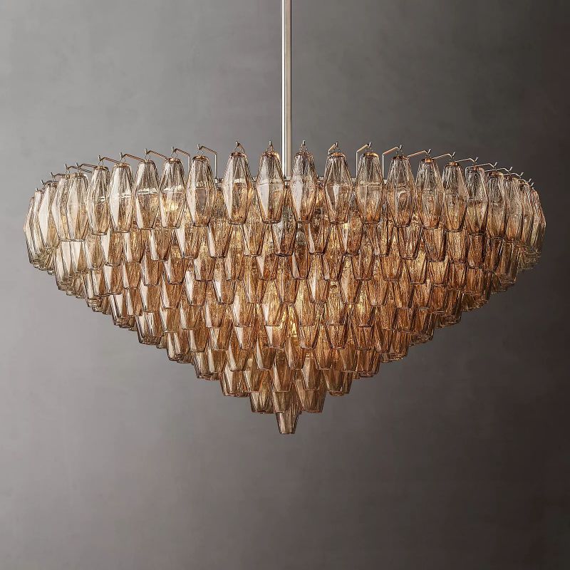 Chiara Smoke Glass Tiered Round Chandelier 47" For Living Room