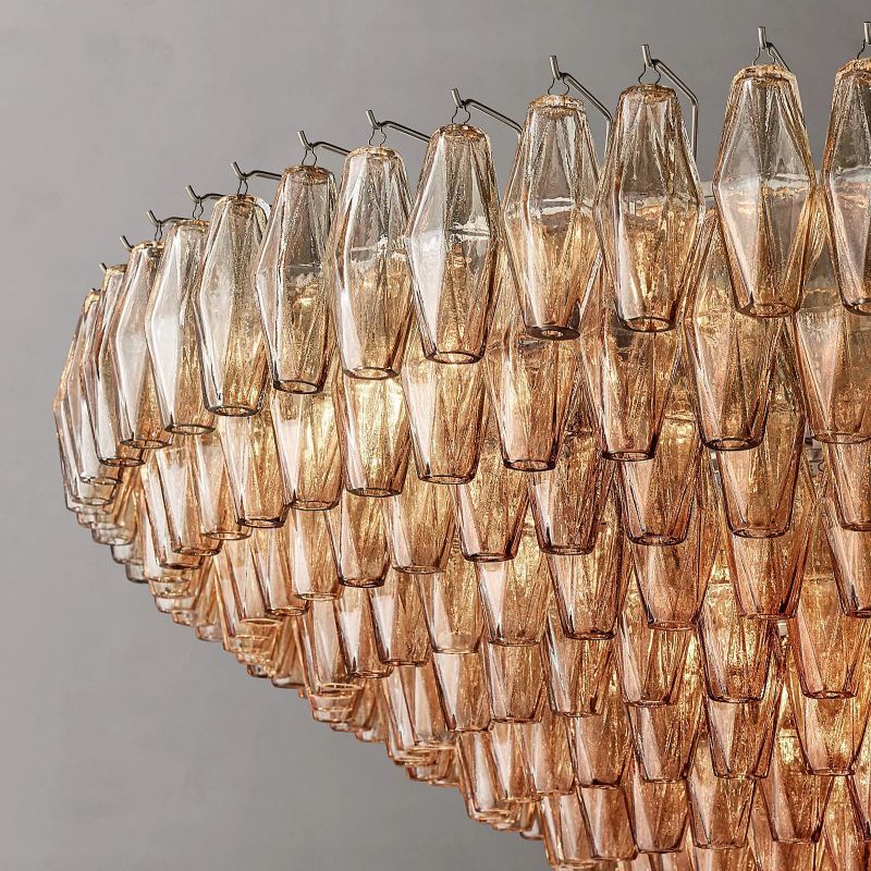 Chiara Smoke Glass Tiered Round Chandelier 62" For Living Room