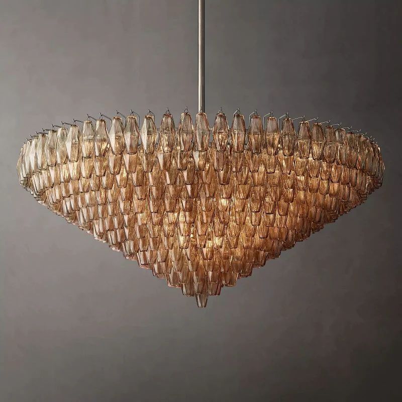 Chiara Smoke Glass Tiered Round Chandelier 62" For Living Room