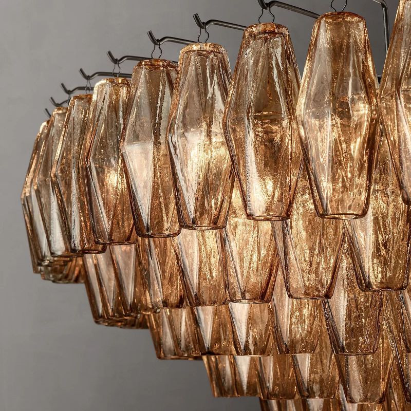 Chiara Smoke Glass Tiered Round Chandelier 62" For Living Room