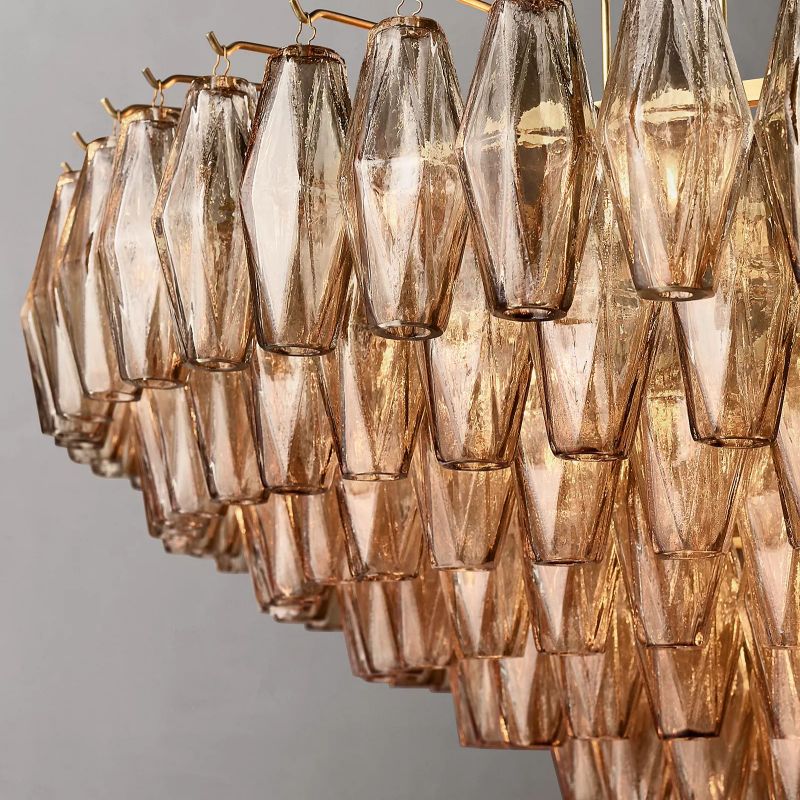 Chiara Smoke Glass Tiered Round Chandelier 47" For Living Room