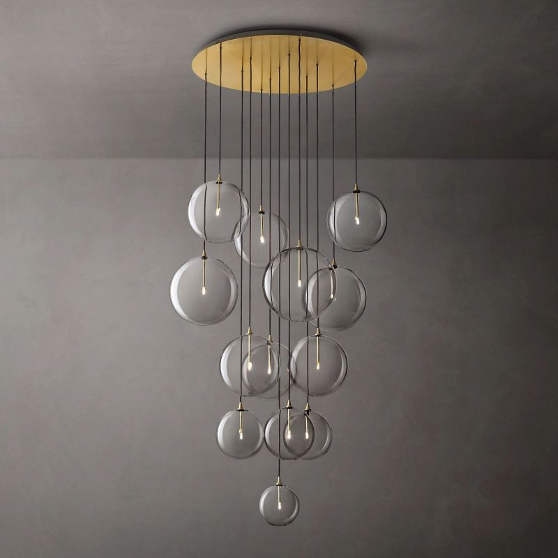 Glass Globe Mobile Cluster Living Room Chandelier 44"